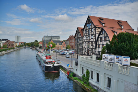This is a view of the street of Bydgoszcz city. July 18, 2016 Bydgoszcz, Poland.