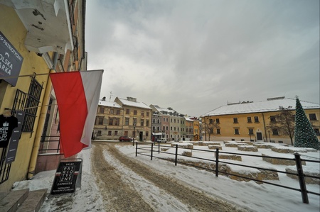 This is a view of Lublin old town view at winter. January 13, 2017. Lublin, Poland.のeditorial素材