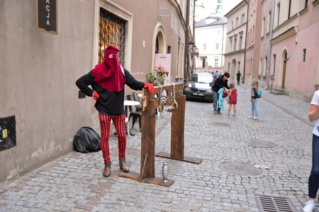 This is a view of Mountbanks Carnaval in Lublin old town. July 28, 2017. Lublin, Poland.のeditorial素材