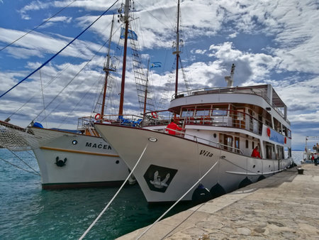 This is a view of the marina in Krk city, Croatia. September 5, 2017. Krk, Croatia.
