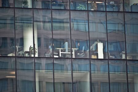 This is a view of a corporation working in the office. March 27, 2018. Warsaw, Poland.のeditorial素材