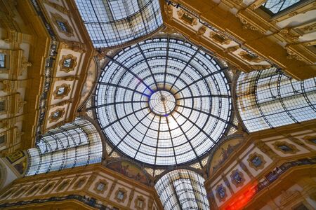 This is a view of the famous Galleria Vittorio Emanuele II in Milan. August 1, 2018. Milan, Italy.のeditorial素材