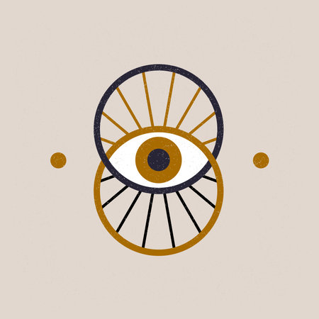 Celestial eye of Providence with light. Esoteric, tattoo, astrology, alchemy, boho and magic symbol. Mystic, sacred geometry.のイラスト素材