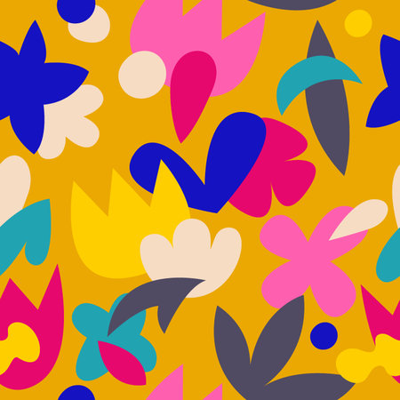 Abstract aesthetic seamless pattern with floral natural shapes. Contemporary art, modern graphic design. For fabric or wrapping paper, wall art, social media post, packagingのイラスト素材