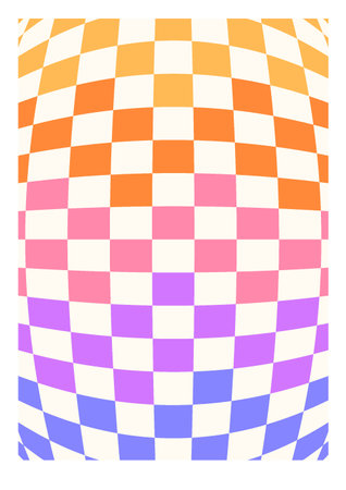 Groovy checkered colorful background. abstract vector pattern. Retro psychedelic checkerboard poster.のイラスト素材