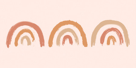 Abstract contemporary aesthetic background with geometric shapes. Boho wall decor. Mid century modern minimalist neutral art print. organic shape. Terracotta color, earth toneのイラスト素材