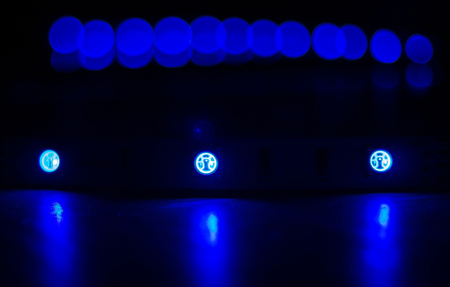 Led strip lights isolated on Black Backgroundの写真素材