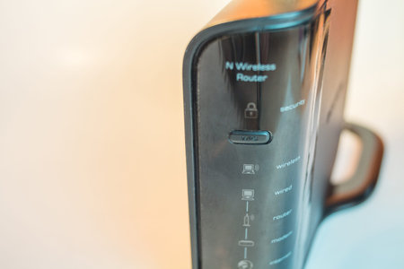 Wireless Router modem front, close up