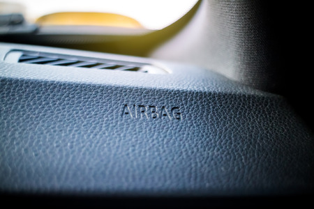 Airbag writing on modern car dashboardの写真素材