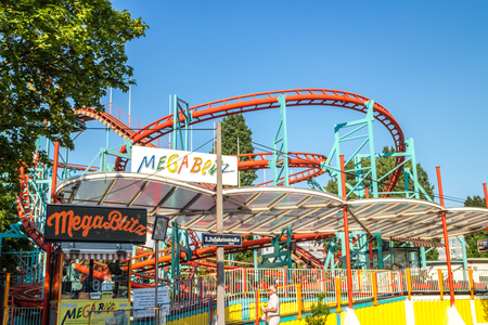 Vienna Austria May.26 2018, empty Mega Blitz roller coasterのeditorial素材