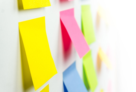 Sticky Note Post It notes Board Office side viewの写真素材