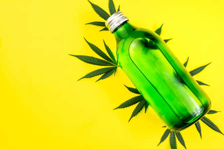 CBD Cannabis Hemp infused water, Concept of using Cannabis in food and drink industryの写真素材