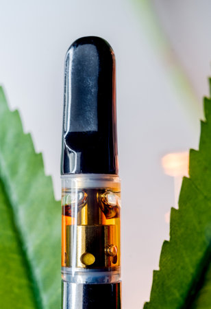 Macro shot of HHC distillate Vapes Hexahydrocannabinol is a psychoactive half synthetic cannabinoidの写真素材