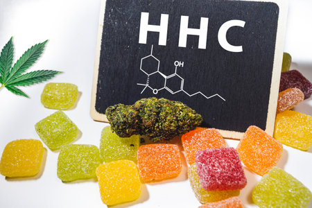 Medical Marijuana Edibles, Candies Infused with HHC Cannabis in food industryの写真素材
