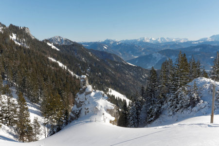 A view from Kampenwand mountain, Alps, Aschau, Bavaria, Germany.の写真素材