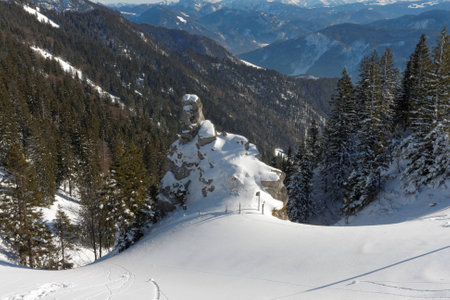 A view from Kampenwand mountain, Alps, Aschau, Bavaria, Germany.の写真素材