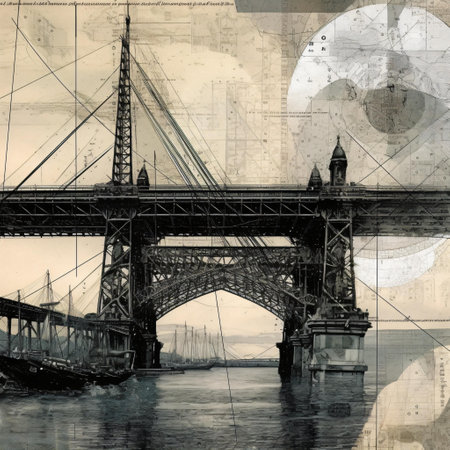 Double exposure of Manhattan Bridge, New York City, United States of Americaの素材