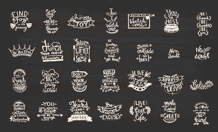Vector Chalkboard phrase handwriting calligraphy. Black and white engraved ink art. solated quotes illustration element.のイラスト素材