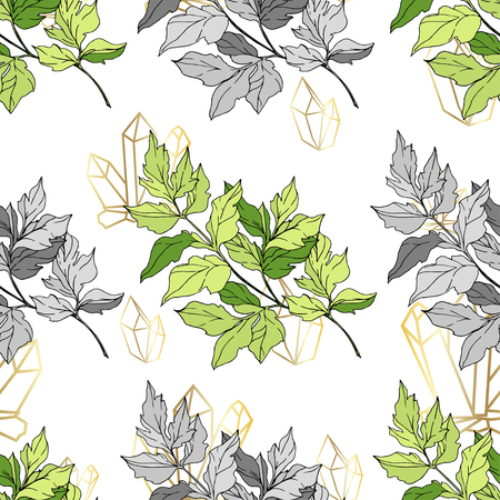 Vector Cacti floral botanical flower. Wild spring leaf wildflower isolated. Green engraved ink art. Seamless background pattern. Fabric wallpaper print texture.のイラスト素材