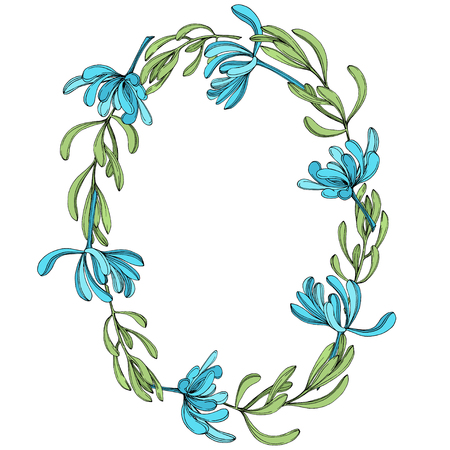 Vector Jungle botanical succulent flower on white background. Wild spring leaf isolated. Engraved ink art illustration. Frame border ornament square.のイラスト素材