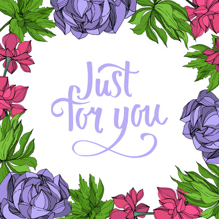 Vector Jungle botanical succulent flower. Wild spring leaf isolated. Engraved ink art illustration. Frame border ornament square.のイラスト素材