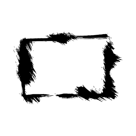 Vector Dry brush frames. Hand drawn artistic frames. Grunge brush stroke frame for text, quote, advertising design. Black and white engraved ink art. Frame border ornament square.のイラスト素材