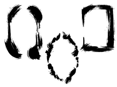 Vector Dry brush frames. Hand drawn artistic frames. Grunge brush stroke frame for text, quote, advertising design. Black and white engraved ink art. Frame border ornament square.のイラスト素材