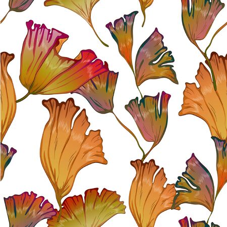 Vector autumn yellow and red ginkgo leaves.のイラスト素材
