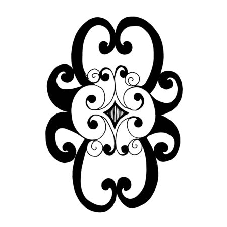 Vector Floral oriental ornament. Black and white engraved ink art. Isolated ornaments illustration element.のイラスト素材