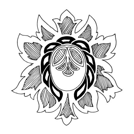 Vector Floral oriental ornament. Black and white engraved ink art. Isolated ornaments illustration element.のイラスト素材