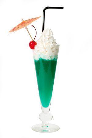 Green cocktail isolated on a white backgroundの写真素材