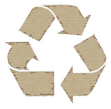 recycled symbol made from torn cardboardの写真素材