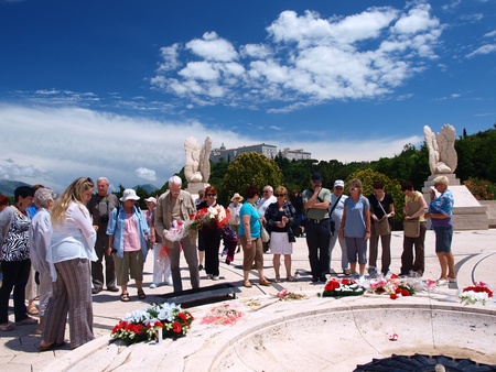 Monte Cassino, Italy - June 1, 2011: a trip from Poland pays homage to the Polish soldiers who lost their lives in the battle of Monte Cassino in 1944 during World War IIのeditorial素材