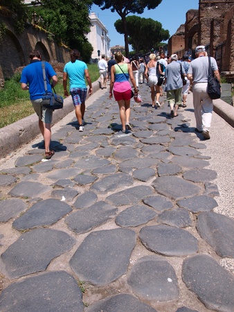 Ancient Roman road in Rome, Italyのeditorial素材
