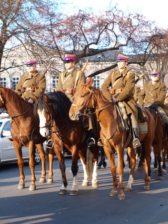 Celebrations of the Independence Day, Lublin, Poland, 11th November, 2011. Municipal police.のeditorial素材