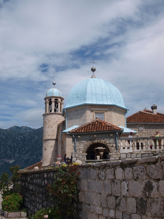 The sanctuary of Our Lady on the Rock, Perast, Montenegroの写真素材