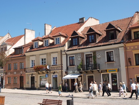 Tenement houses at the market square in Sandomierz, Polandのeditorial素材