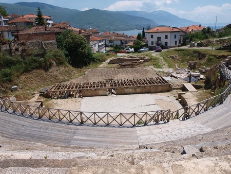 Ancient amphitheater in the Macedonian city of Ohridの写真素材