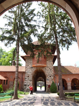 The entrance gate to the Zica monastery, Serbiaのeditorial素材