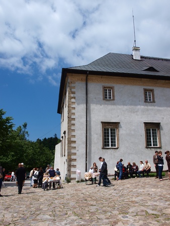 The sanctuary of the relics of the Holy Cross Wood and the former Benedictine monastery (now occupied by the Missionary Oblates of Mary Immaculate) at Mount Swiety Krzyz, Nowa Slupia, Poland within the Swietokrzyski National Park.のeditorial素材