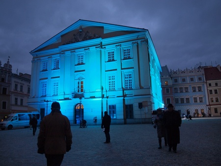 Crown tribunal at night, Lublin, Polandのeditorial素材