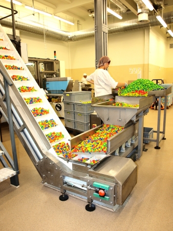 A production hall in the candy factory Pszczolka, Lublin, Poland, 18th July 2012.のeditorial素材