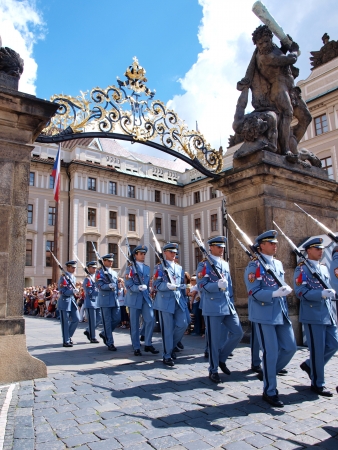 The changing of the guard at the Prague castle, Prague, Czech Republicのeditorial素材