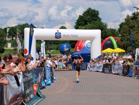 The finish of the start of the first Lublin Marathon, 8th June 2013, Lublin, Polandのeditorial素材