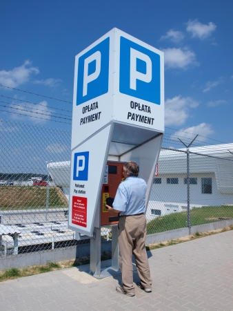 Paying for parking at the Lublin airport, Polandのeditorial素材