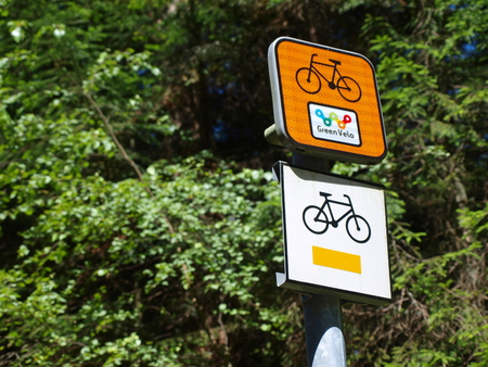 Green Velo sign in Roztocze, Polandのeditorial素材