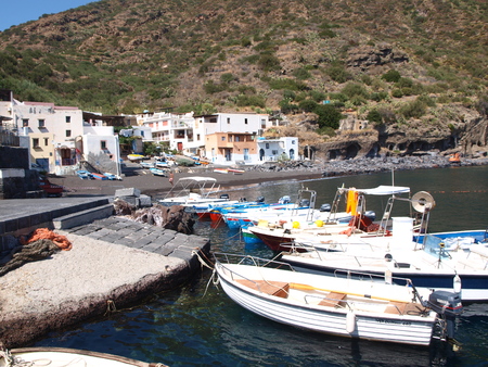 Port in Rinella, Isle of Salina, Sicily, Italyのeditorial素材