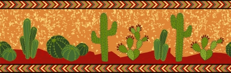 seamless mexican border with cactuses  vector illustration の写真素材