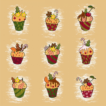set of christmas muffinsの写真素材