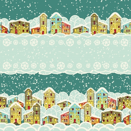 winter city postcard  seamless borders の写真素材